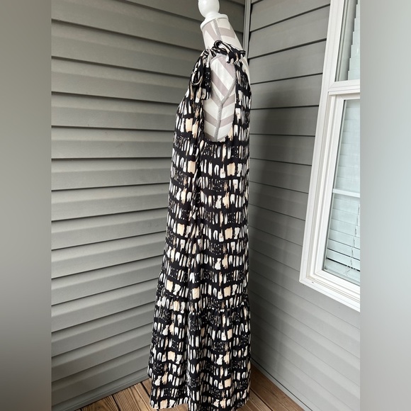 Banana Republic Satin Maxi Dress Shoulder Tie Sz L - Picture 4 of 10